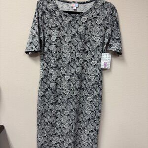 LuLaRoe Julia  Dress  Black and Cream Paisley NWT size M